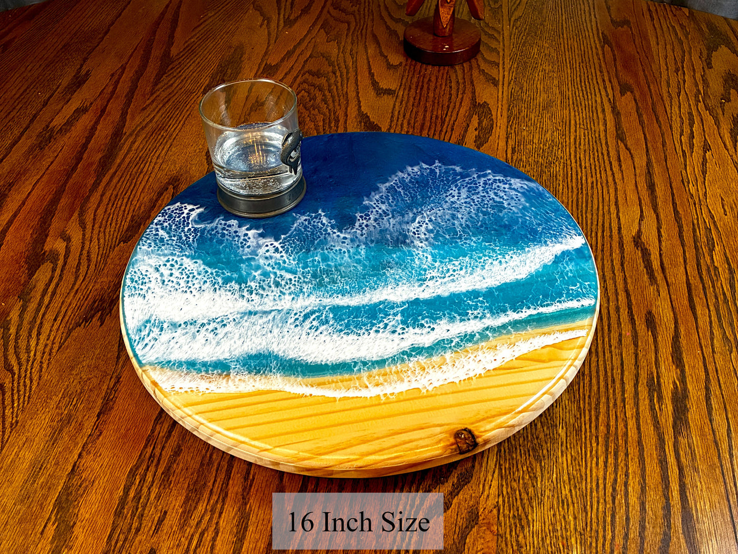 Handmade Ocean Resin Lazy Susan Turntable – American Made | 12", 16", 20"