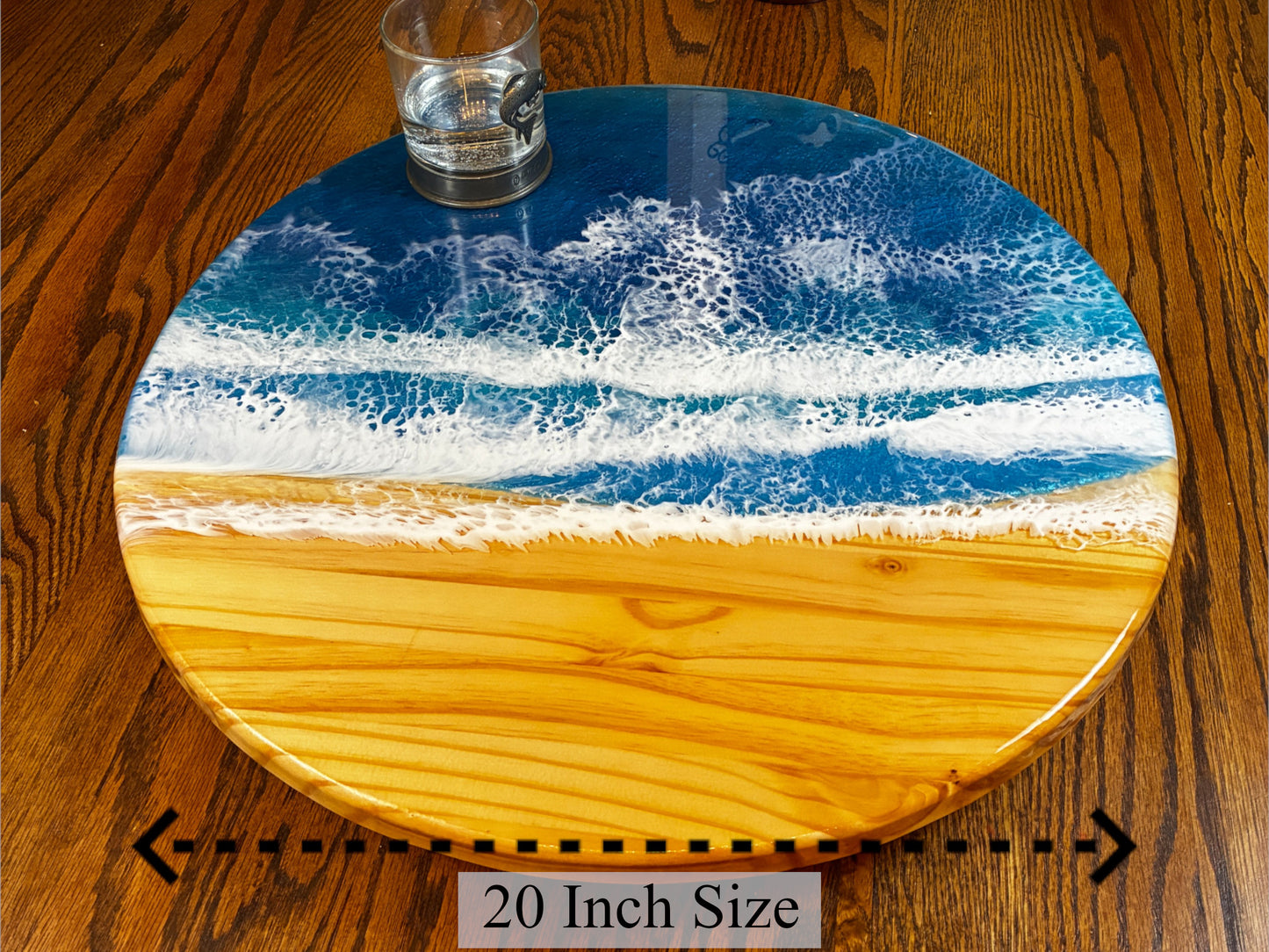 Handmade Ocean Resin Lazy Susan Turntable – American Made | 12", 16", 20"