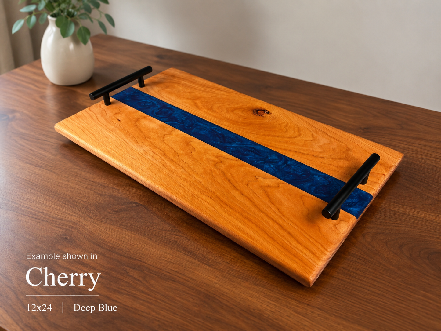 Straight Resin River Charcuterie Board | Handmade Ambrosia Maple, Cherry, or Walnut Wood Serving Tray | Personalized Epoxy Cheese Platter