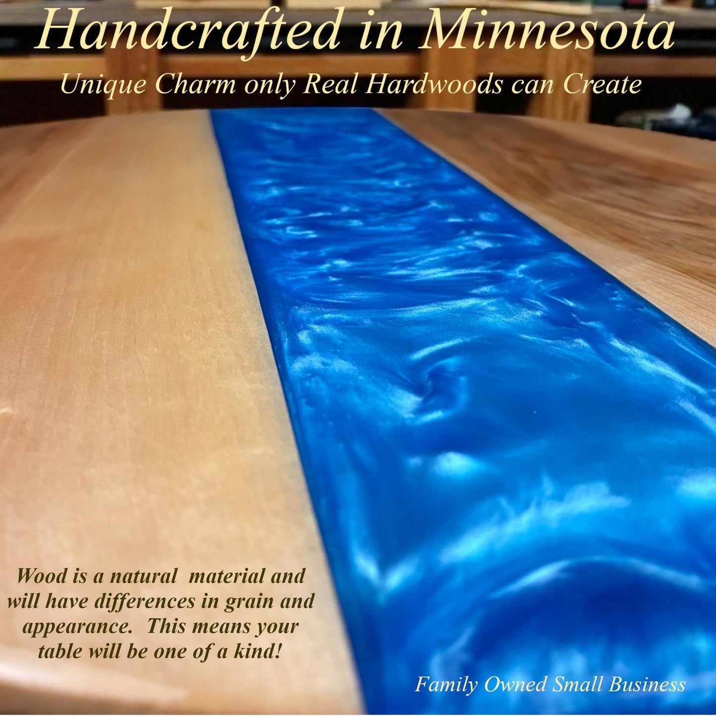 Alder Blue River End Table – Handcrafted ALYMACK Epoxy Resin Side Table with Blue River Design – 14" Top, 20" Height