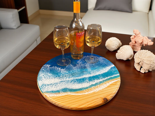 Handmade Ocean Resin Lazy Susan Turntable – American Made | 12", 16", 20"