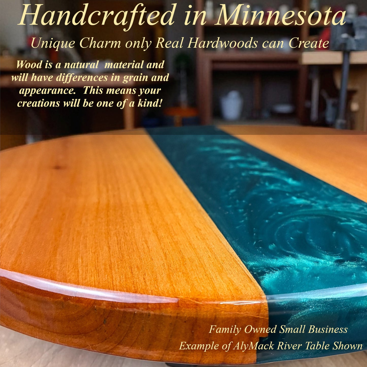 14" Round Alder Wood Insert Set for Resin Tables & Lazy Susans – Unfinished Hardwood Craft Blanks – Fits 14 Inch Silicone Molds – Reduces Resin Use – Made in USA by AlyMack