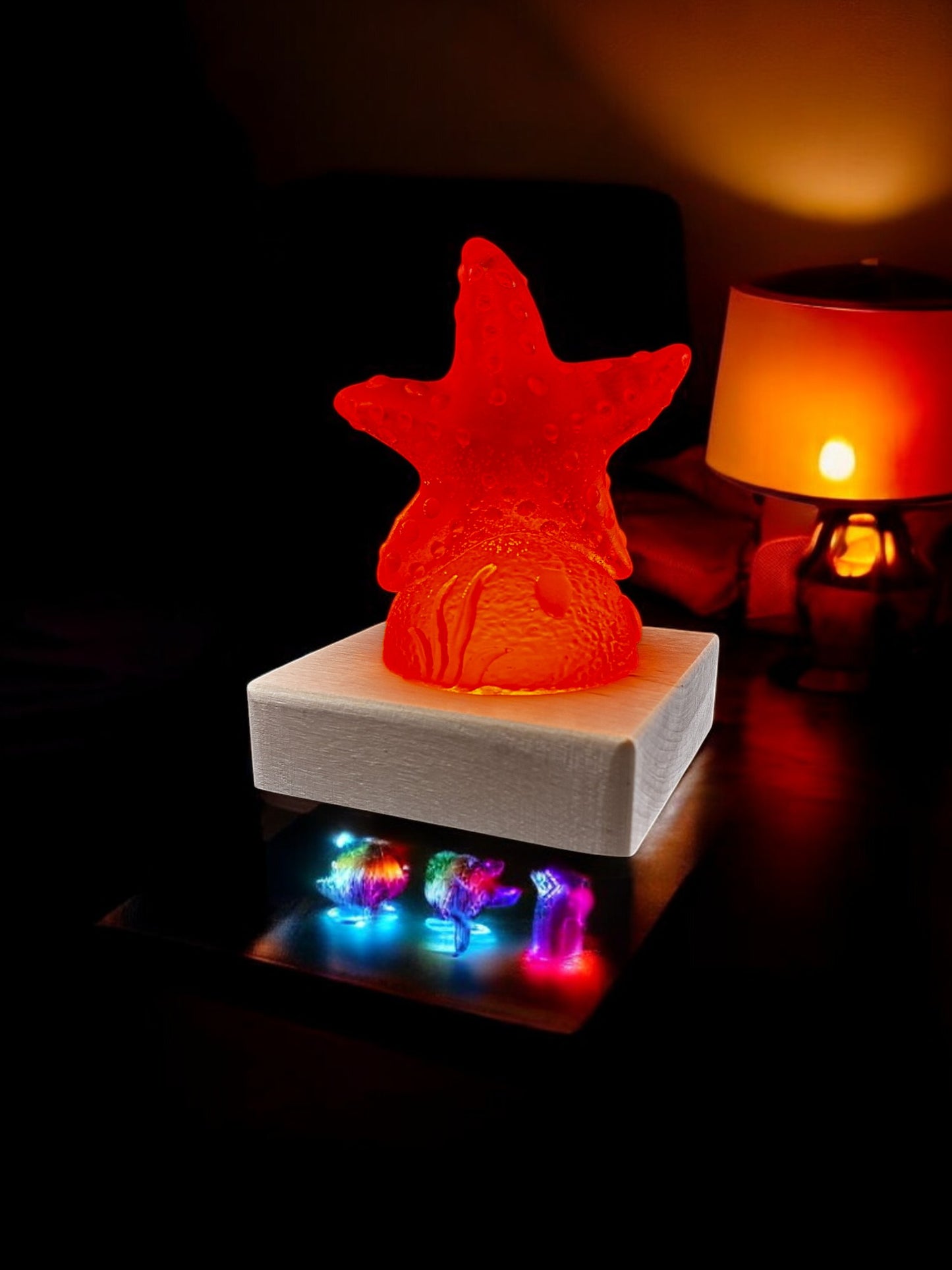 Sea Life Light– Handmade Wooden LED Lamp- Sea Horse, Octopus, Starfish Figure | Nursery Decor & Baby Gift- Small Desk Lamp- Removable Animal
