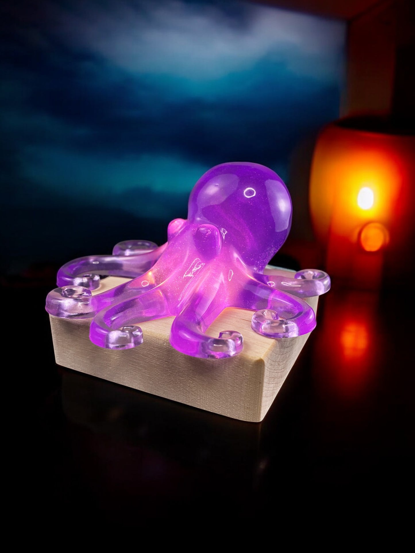 Sea Life Light– Handmade Wooden LED Lamp- Sea Horse, Octopus, Starfish Figure | Nursery Decor & Baby Gift- Small Desk Lamp- Removable Animal