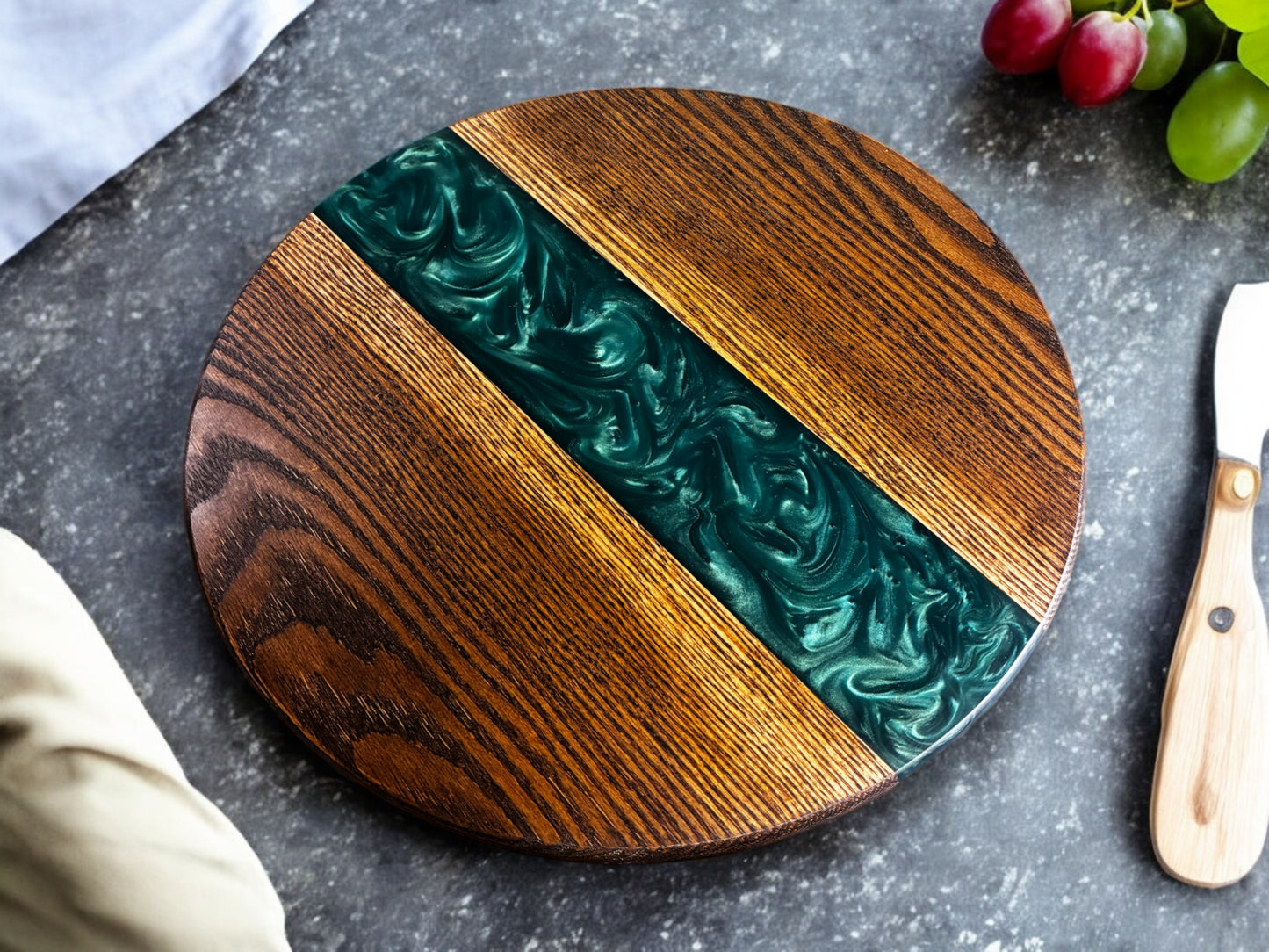 Handmade Oak with Walnut Stain Wood & Resin Lazy Susan Turntable – American Made | 13", 14", 20" (Copy) (Copy)