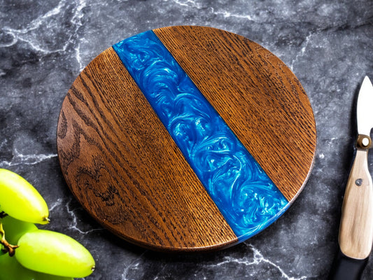 Handmade Oak with Walnut Stain Wood & Resin Lazy Susan Turntable – American Made | 13", 14", 20" (Copy) (Copy)