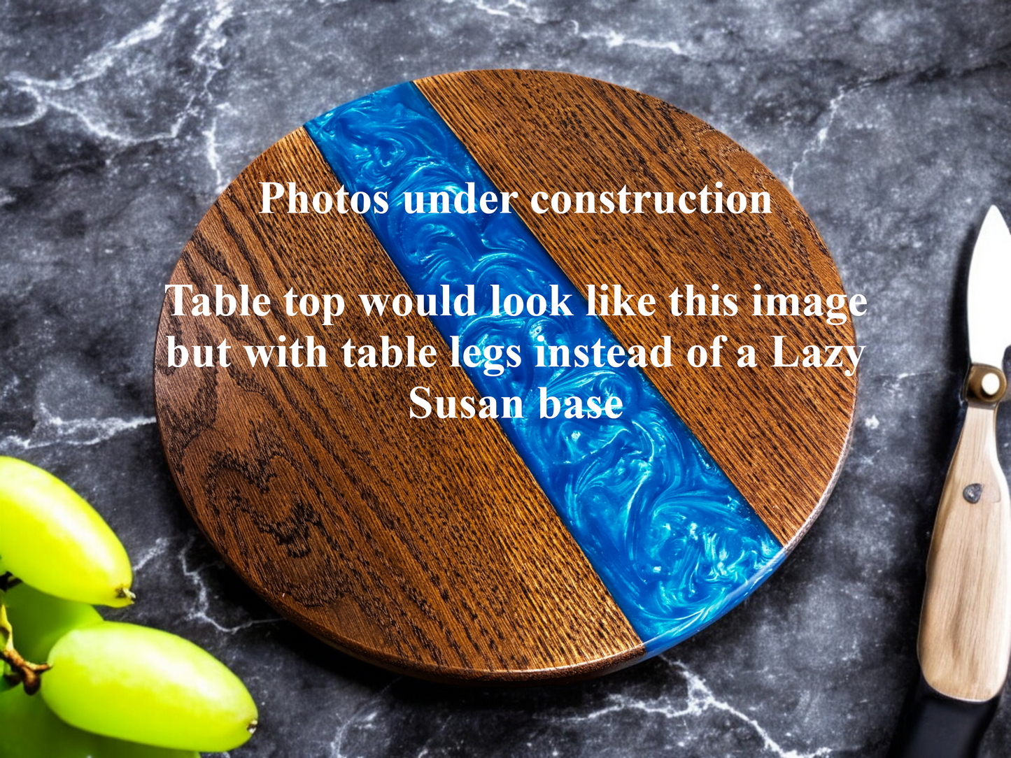 Oak with Walnut Stain Blue River End Table – Handcrafted ALYMACK Epoxy Resin Side Table with Blue River Design – 14" Top, 20" Height (Copy)