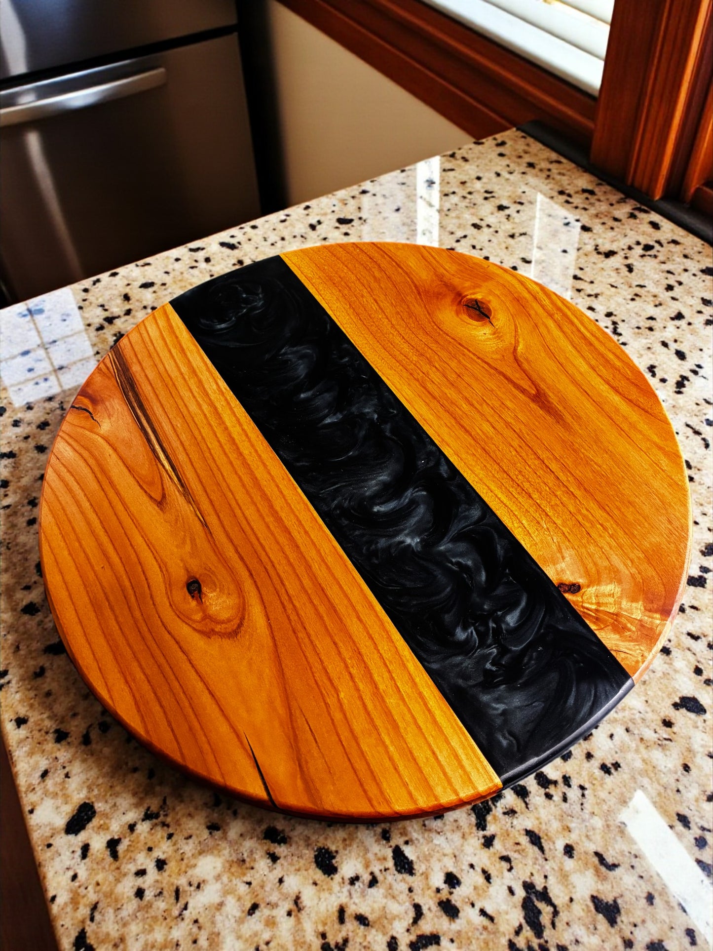 Handmade Alder Wood & Resin Lazy Susan Turntable – American Made | 13", 14", 20"