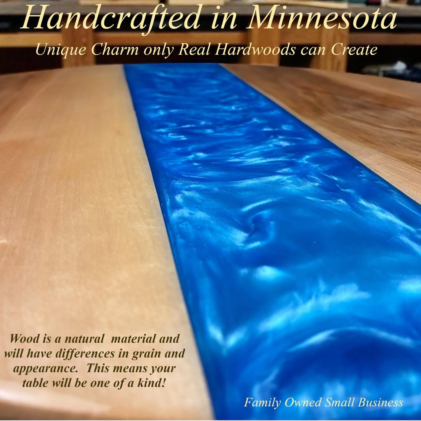 ALYMACK River End Table - Handcrafted American Walnut Wood with Resin live edge Design Living Room Side Table 14" Top, 20" Height Handmade