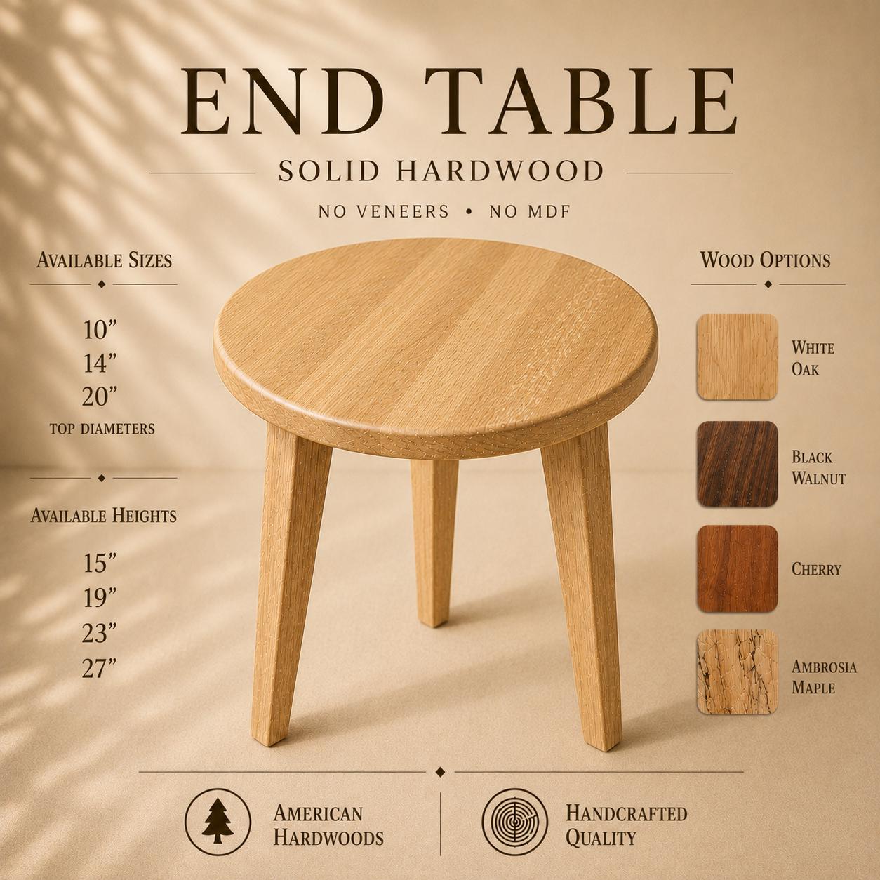 Tapered Leg Solid Wood End Table