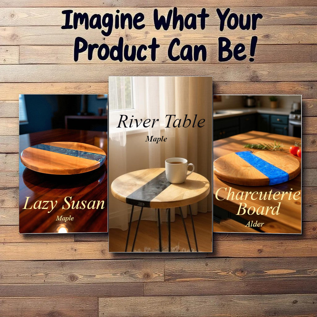 14" Round Alder Wood Insert Set for Resin Tables & Lazy Susans – Unfinished Hardwood Craft Blanks – Fits 14 Inch Silicone Molds – Reduces Resin Use – Made in USA by AlyMack